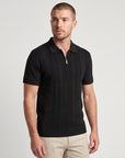 Havana Knit Zip-Up Polo - Black