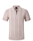 Havana Knit Zip-Up Polo - Tan