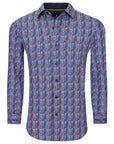 Retro Prints Performance Dress Shirt - Red/Blue