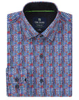Retro Prints Performance Dress Shirt - Red/Blue