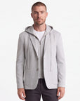 Solid Stretch Hoodie Blazer - Silver