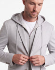 Solid Stretch Hoodie Blazer - Silver