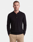 Long Sleeve Knit Polo - Black