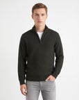Quarter Zip Textured Sweater- Black
