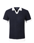 Vicacio Knit Two-Tone Polo - Navy