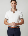 Vicacio Knit Two-Tone Polo - White