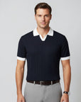 Vicacio Knit Two-Tone Polo - Navy
