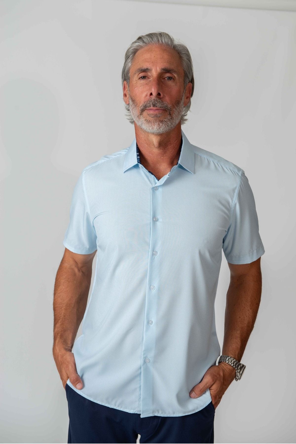 Short Sleeve Core Geo - Sky Grid