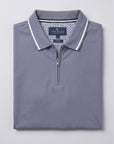 Pique Performace Zip-Up Polo - Slate Blue