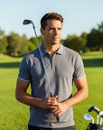 Pique Performace Zip-Up Polo - Slate Blue