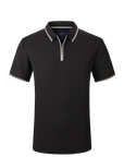 Texture Performace Zip-Up Polo - Black