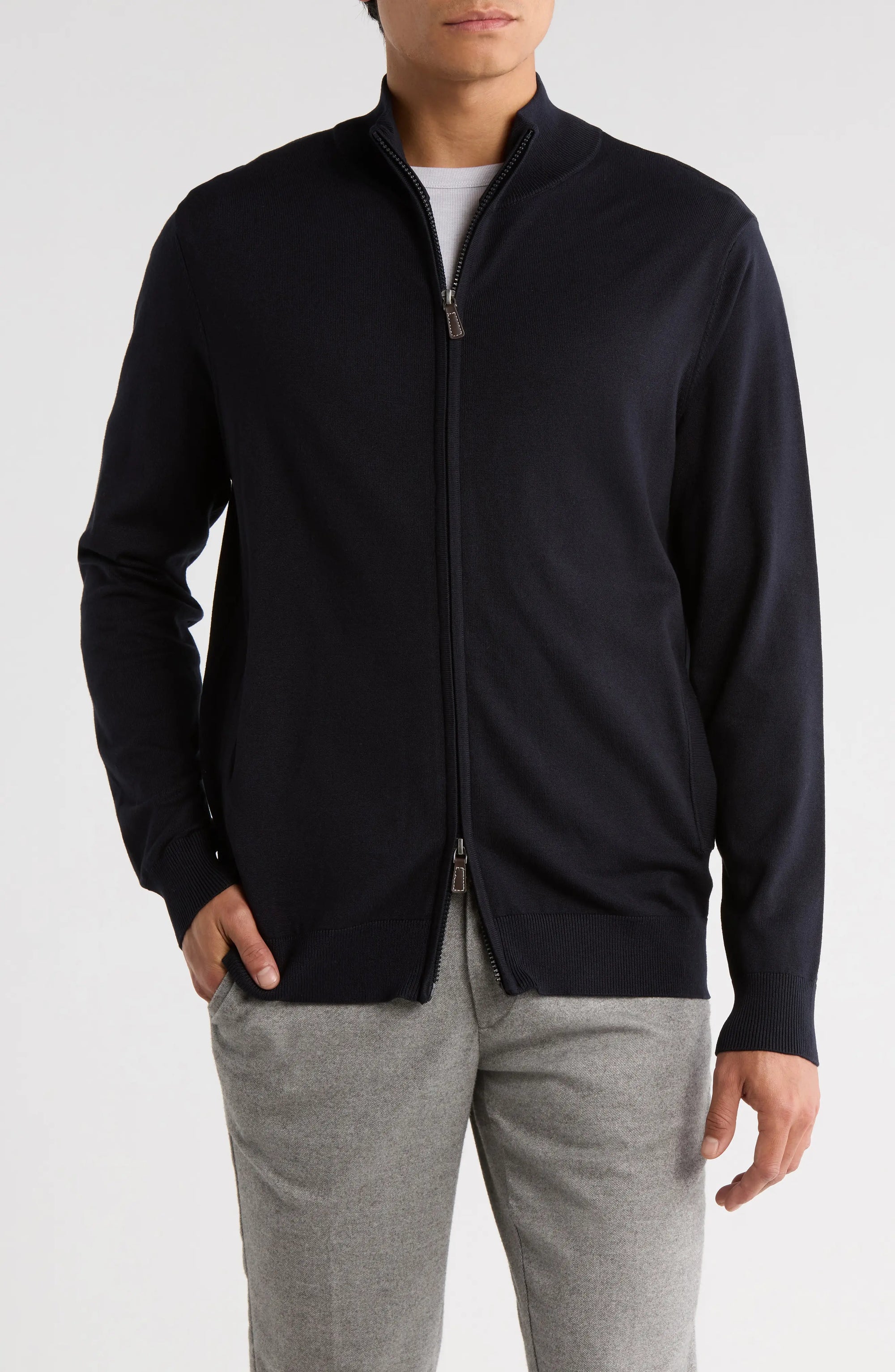 Full Zip Cashmere Feel Sweater