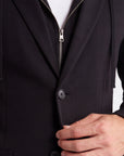 Solid Stretch Hoodie Blazer - Black