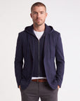 Solid Stretch Hoodie Blazer - Navy
