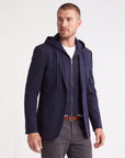 Solid Stretch Hoodie Blazer - Navy