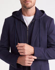 Solid Stretch Hoodie Blazer - Navy