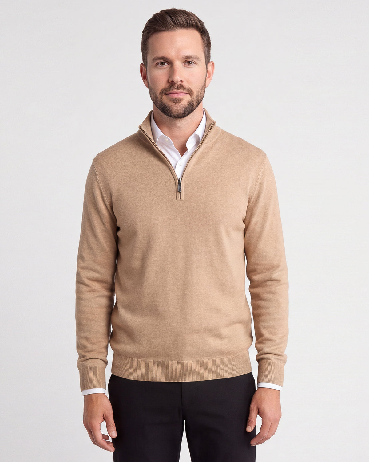 1/4 Zip Cashmere Feel Sweater