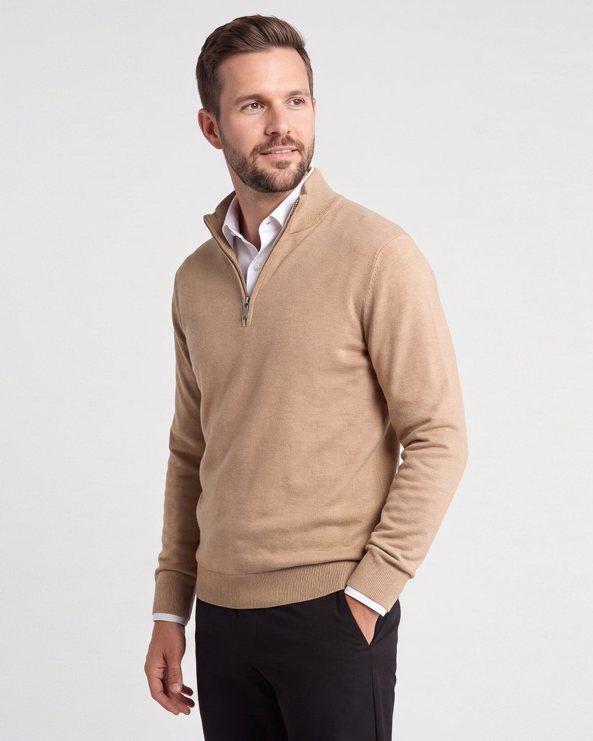 1/4 Zip Cashmere Feel Sweater