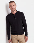 Long Sleeve Knit Polo - Black
