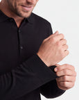 Long Sleeve Knit Polo - Black