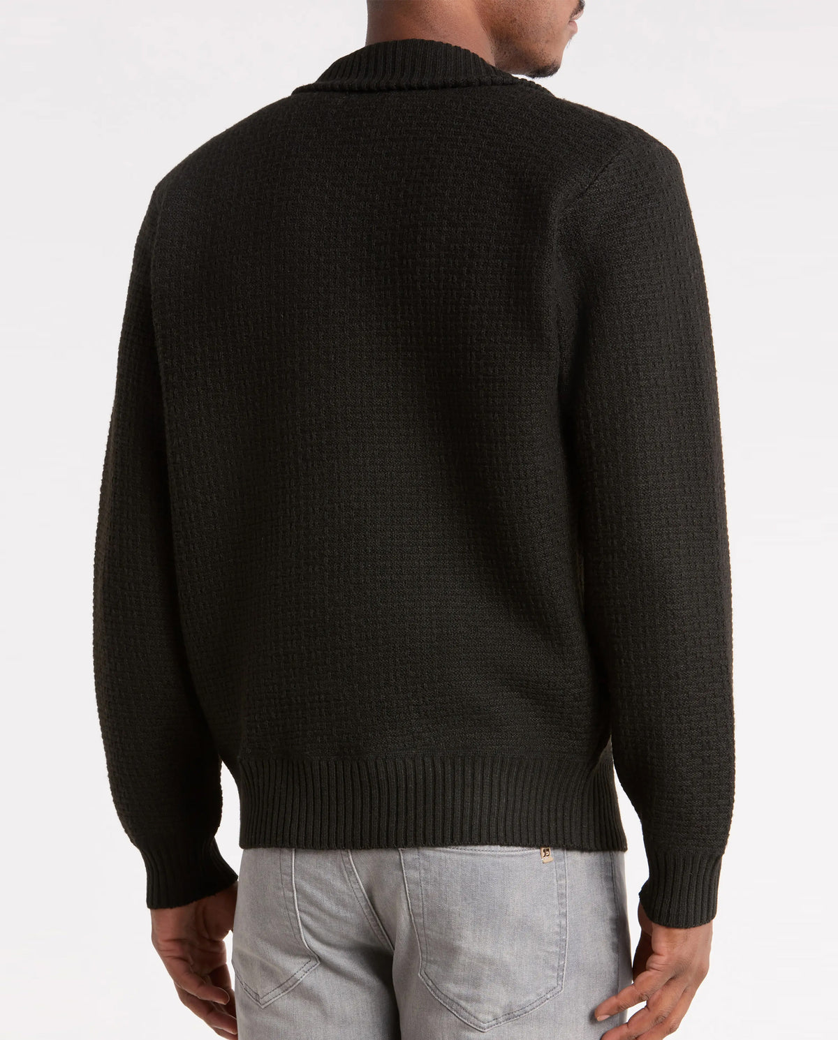 Quarter Zip Textured Sweater- Black