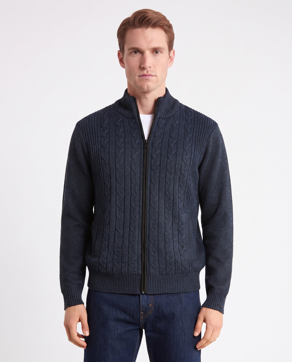 Full Zip Sweater - Navy
