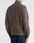 Quarter Zip Textured Sweater- Brown