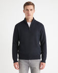 Quarter Zip Textured Sweater- Navy