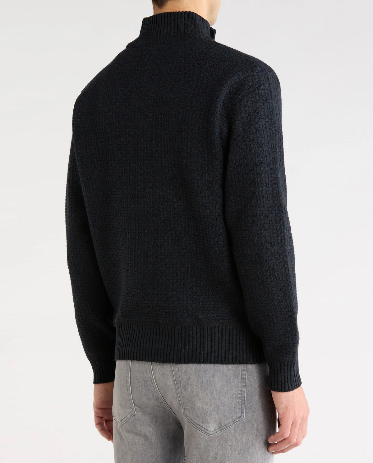 Quarter Zip Textured Sweater- Navy