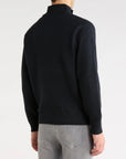 Quarter Zip Textured Sweater- Navy
