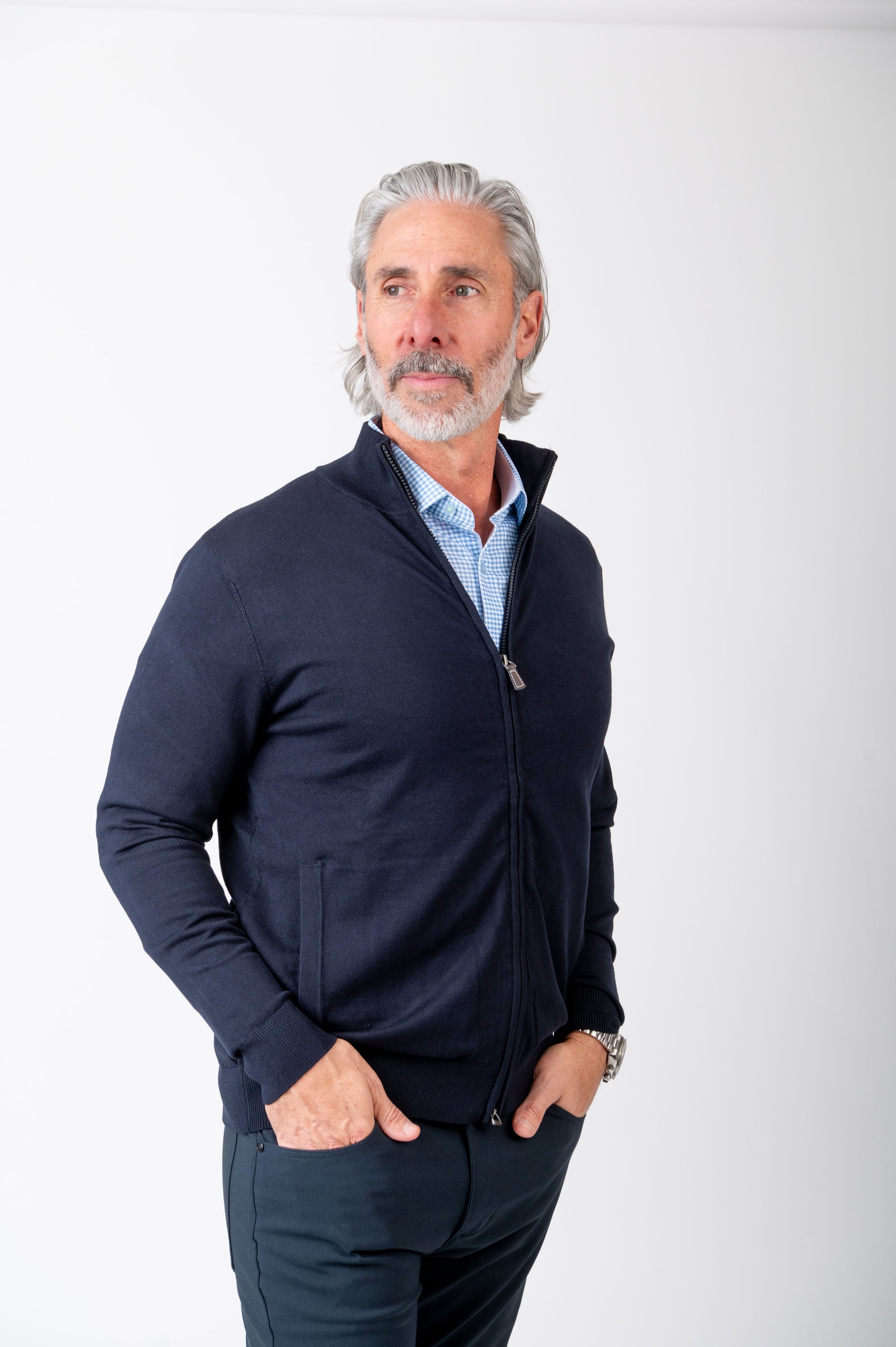 Full Zip Cashmere Feel Sweater