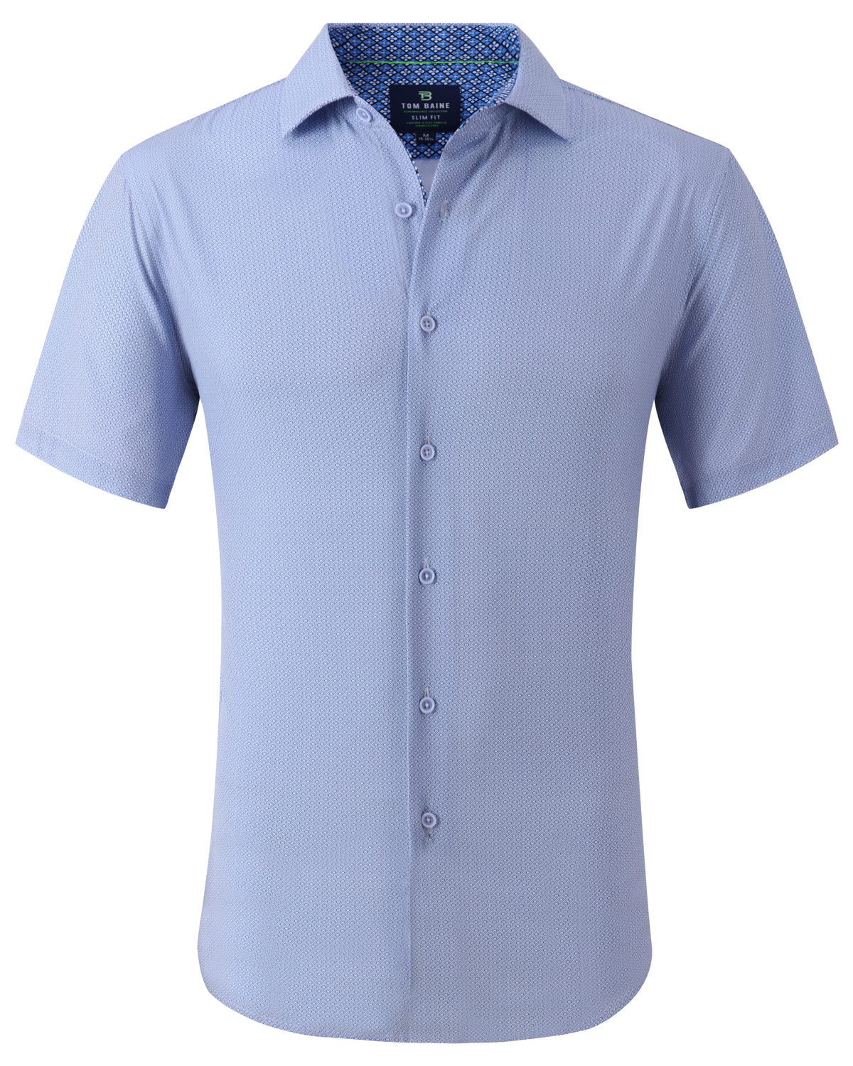 Short Sleeve Core Geo Prints Performance Dress Shirt - Ice Blue