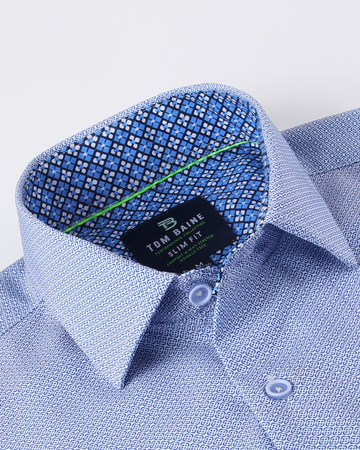 Short Sleeve Core Geo Prints Performance Dress Shirt - Ice Blue